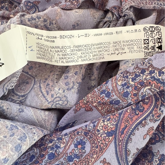 ZARA Faux Wrap Midi Skirt – Paisley Print, Lavender Blue Pink, Size Medium, Boho - Picture 5 of 9